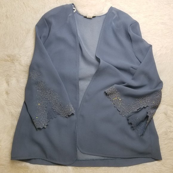 Nina Lee Ladies Blouse with Matching Sheer Jacket 3X Blue Gray - Picture 6 of 14